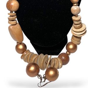 Charming Charlie wooden beads statement necklace with matching earrings